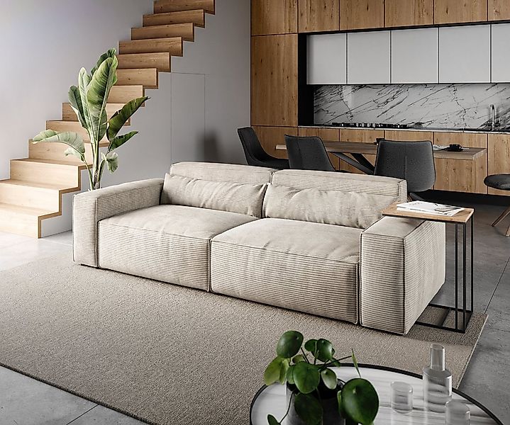 DELIFE Big-Sofa Sirpio, Cord Beige 230x95 cm günstig online kaufen