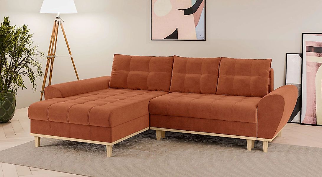 Home affaire Ecksofa "Ahrdorf mit Bettfunktion und Bettkasten, Maße: B/H/T günstig online kaufen
