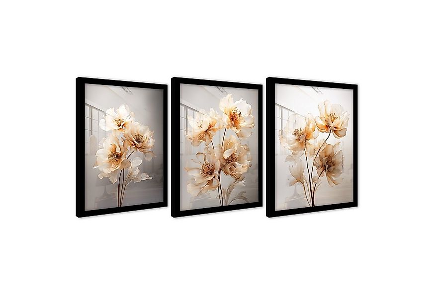 Wallarena Poster SET mit Rahmen Bilder Blumen Wohnzimmer Schlafzimmer Kunst günstig online kaufen