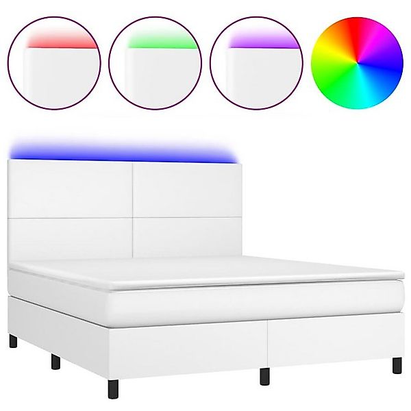 vidaXL Boxspringbett, Boxbett mit Matratze & LED Weiß 160x200 cm Kunstleder günstig online kaufen