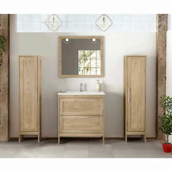 Lomadox Badezimmermöbel Set mit 2 Hochschränken & Spiegel Landhaus TARIFA-1 günstig online kaufen