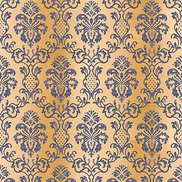 Bricoflor Neobarock Tapete Gold Blau Grau Wohnzimmer und Esszimmer Vliestap günstig online kaufen
