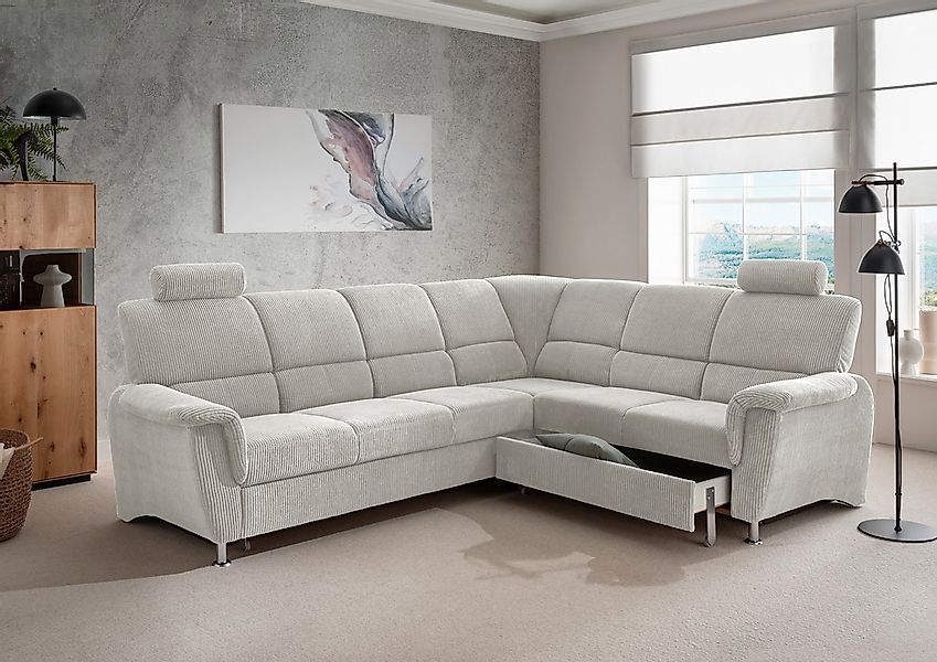 Home affaire Ecksofa »Pisa L-Form, mit Schlaffunktion, Stauraum, 2x höhenve günstig online kaufen
