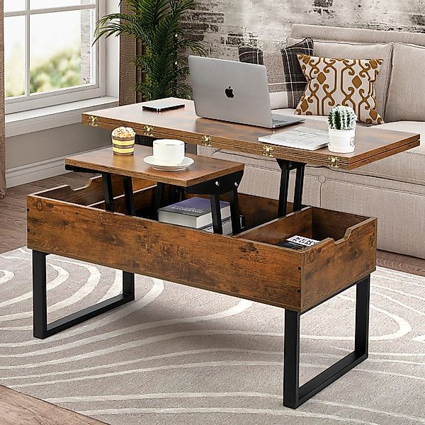 VOWNER Couchtisch 3-in-1 Mehrzweck-Wohnzimmertisch, höhenverstellbar, Essti günstig online kaufen