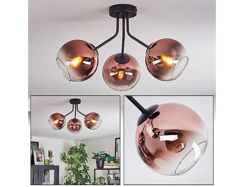 hofstein Deckenleuchte Deckenlampe aus Metall/Glas in Schwarz/Kupferfarben/ günstig online kaufen