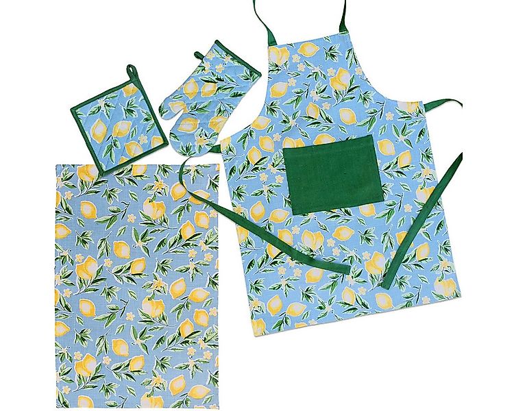matches21 HOME & HOBBY Topflappen Ofenhandschuhe DEBBIE blau mit Zitronenmo günstig online kaufen