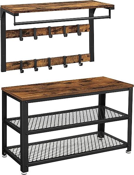 VASAGLE Garderoben-Set, 2 Set, mit Wandgarderobe, Schuhbank günstig online kaufen