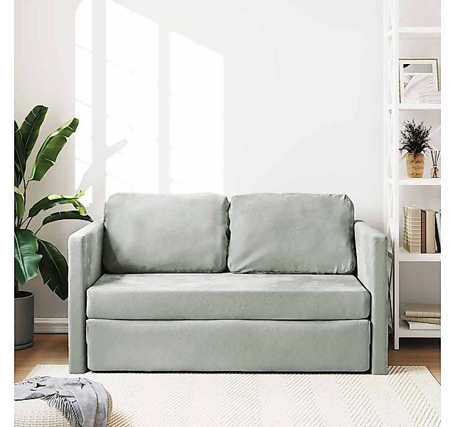 vidaXL Sofa Bodensofa mit Schlaffunktion Hellgrau 122x204x55 cm Samt, 1 Tei günstig online kaufen