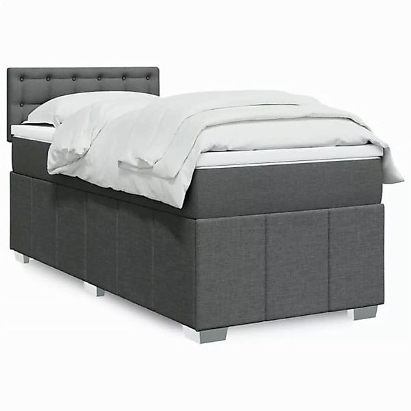 vidaXL Bettgestell Boxspringbett mit Matratze Dunkelgrau 90x200 cm Stoff Be günstig online kaufen