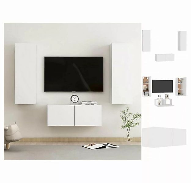 vidaXL Kleiderschrank 3-tlg TV-Schrank-Set Weiß Spanplatte günstig online kaufen