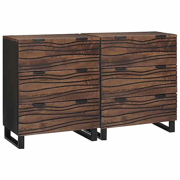 vidaXL Sideboards 2 Stk Braun 60 x 33,5 x 75 cm Massives Mangoholz 3310052 günstig online kaufen