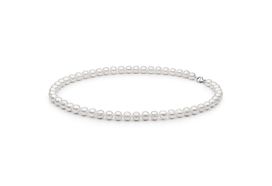 Gaura Pearls Perlenkette Herren - weiß, rund, 45 cm, 925 Silber, echte Süßw günstig online kaufen