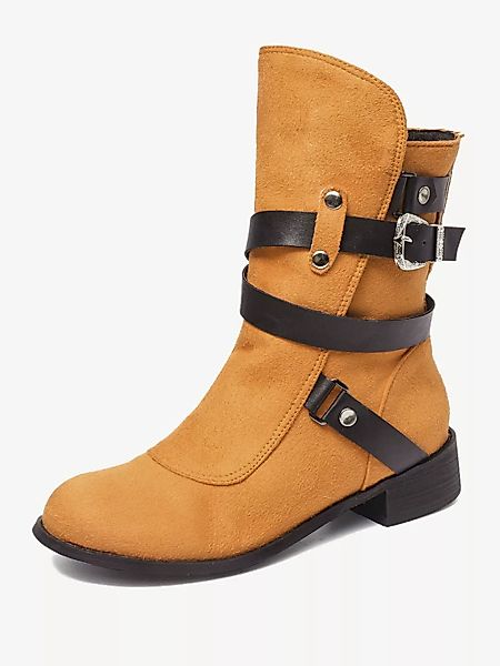 Damen Plus Größe Schnallenriemen Dekoration Slip Resistant Zipper Mid Calf günstig online kaufen