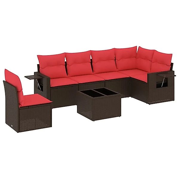 vidaXL 7-Tlg Gartensofa-Set mit Kissen Braun Polyrattan 3220243 günstig online kaufen