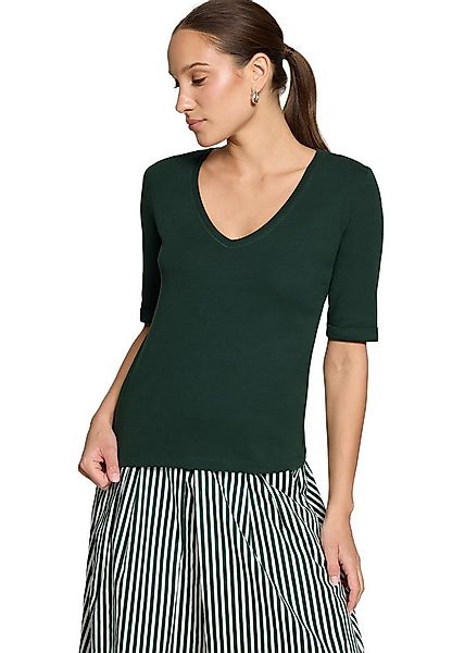 Zero Kurzarmshirt Damen Shirt mit V-Ausschnitt (1-tlg) Aufschlag / Krempel günstig online kaufen