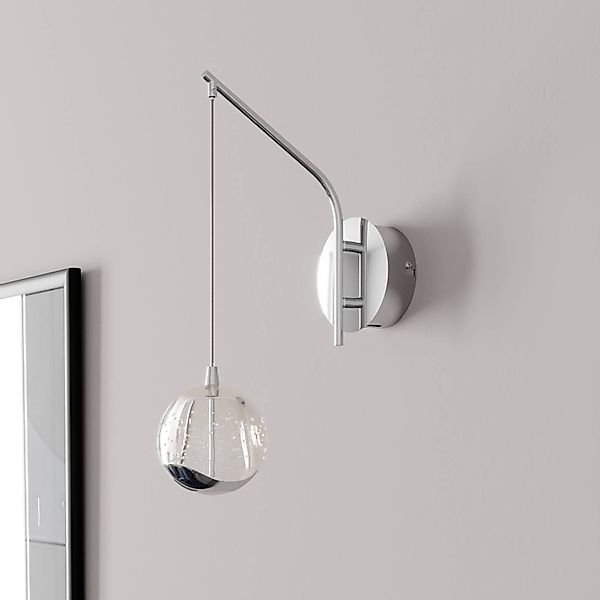 Lucande LED-Wandlampe Hayley, chromfarben, Glas, 34 cm hoch günstig online kaufen