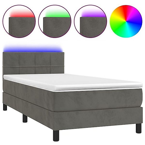 vidaXL Boxspringbett Boxspringbett mit Matratze LED Dunkelgrau 100x200 cm S günstig online kaufen