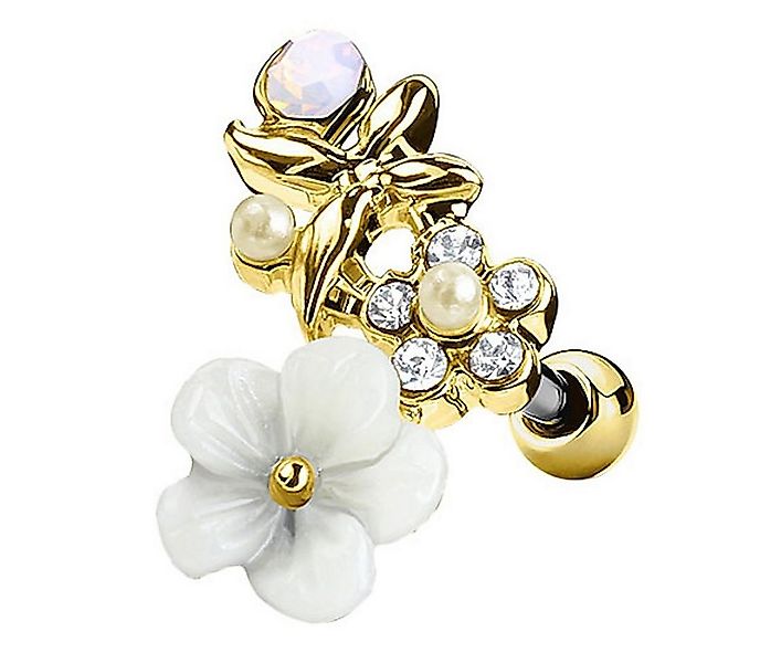 Taffstyle Piercing-Set Tragus Helix Stecker mit Hawaii Blüte, Cartilage Kno günstig online kaufen