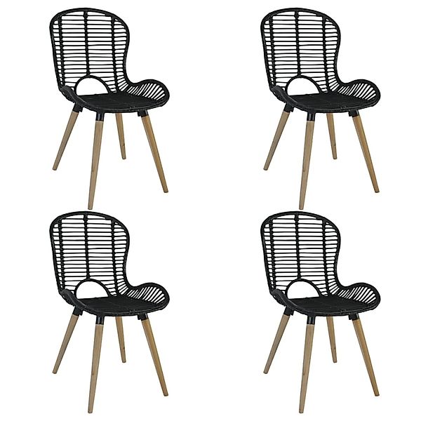 vidaXL Esszimmerstühle 4 Stk Schwarz Natur Rattan 246808 günstig online kaufen