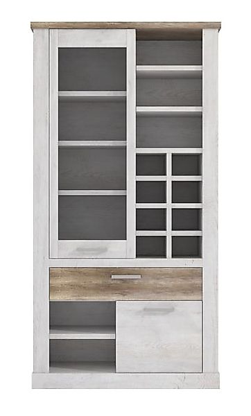 Hochregal inkl Glastür Duro von Forte Pinia Weiß / Eiche Antik günstig online kaufen
