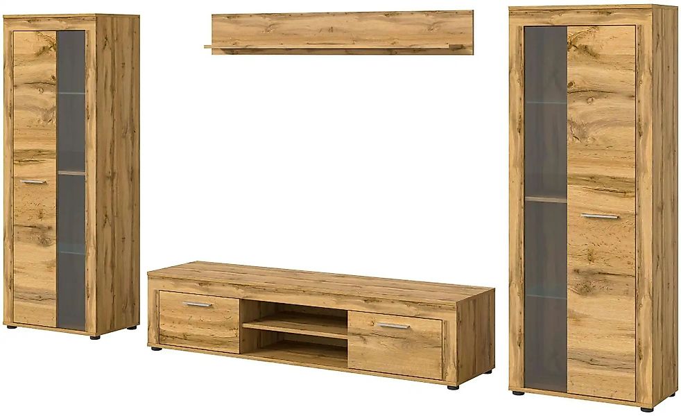 Wohnwand  Bardenas ¦ holzfarben ¦ Maße (cm): B: 310 H: 159 Wohnwände - Höff günstig online kaufen