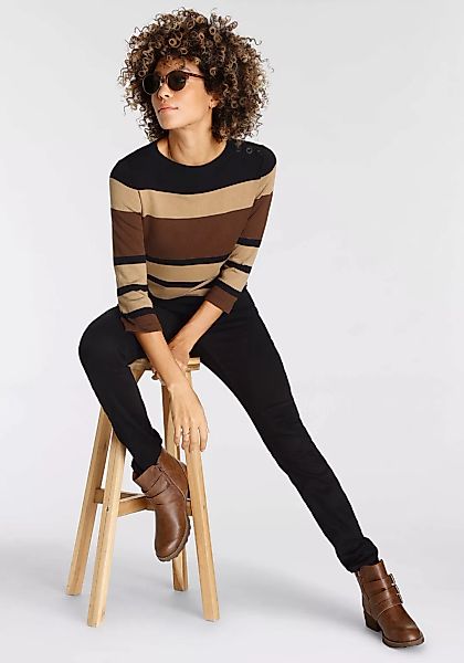 Boysens 3/4 Arm-Pullover, im modischen Streifen-Design mit Zierknopfleiste günstig online kaufen