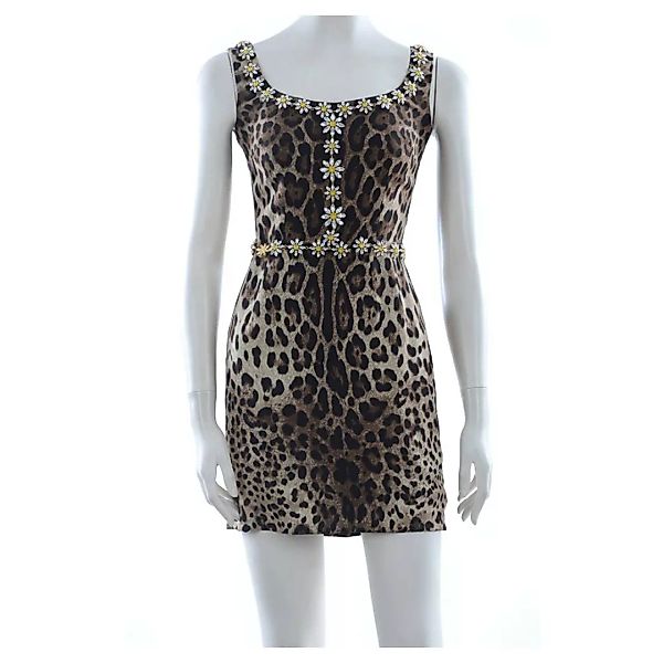 Dolce & Gabbana Animal Print Kurzes Kleid 36 Brown günstig online kaufen