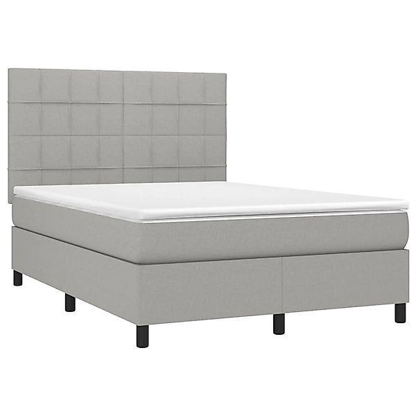 vidaXL Boxspringbett mit Matratze & LED Hellgrau 140x200 cm Stoff 3134877 günstig online kaufen