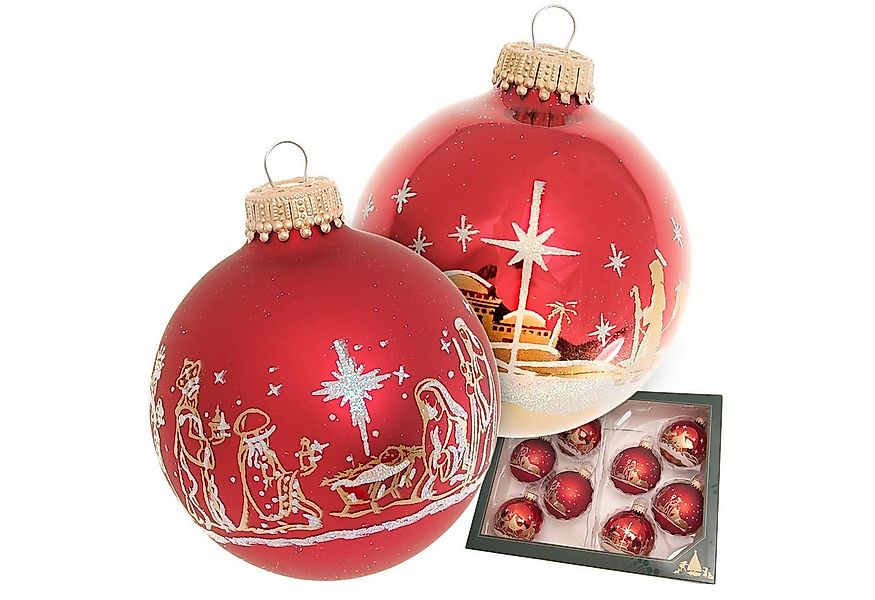 Krebs Glas Lauscha Weihnachtsbaumkugel Glaskugel 8er Set - Stern von Bethle günstig online kaufen