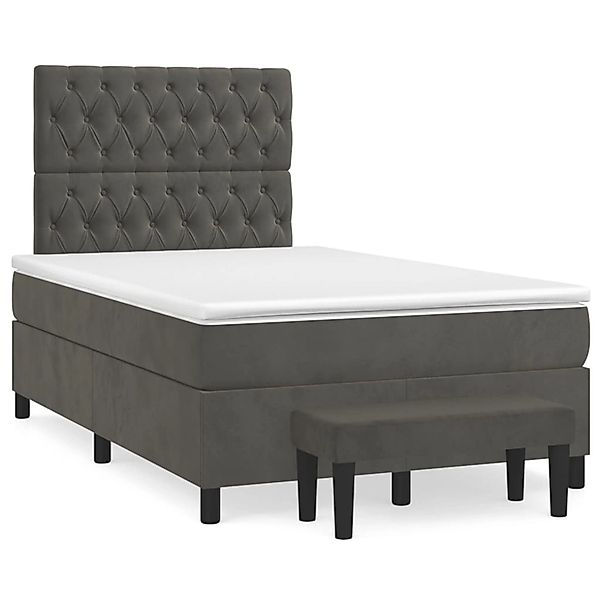 vidaXL Boxspringbett mit Matratze Dunkelgrau 120x200 cm Samt1398596 günstig online kaufen