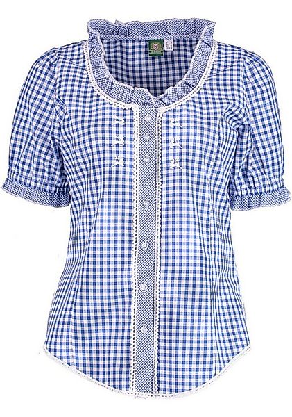 OS Trachten Trachtenbluse Poror Kurzarmbluse mit Rundhalsausschnitt mit Rüs günstig online kaufen