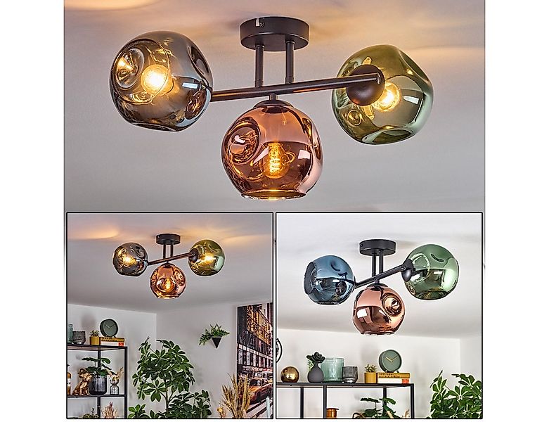 hofstein Deckenleuchte Deckenlampe aus Metall/Glas in Schwarz/Blau/Grün/Kup günstig online kaufen