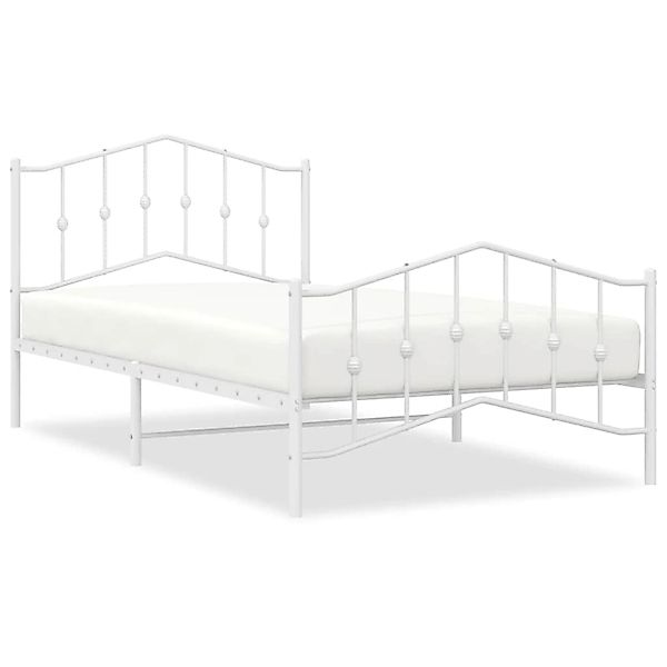 vidaXL Bettgestell mit Kopf- und Fußteil Metall Weiß 100x200 cm 373851 günstig online kaufen