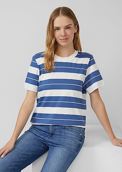 s.Oliver Kurzarmshirt Verkürztes Baumwoll-Streifen-T-Shirt mit Patch günstig online kaufen