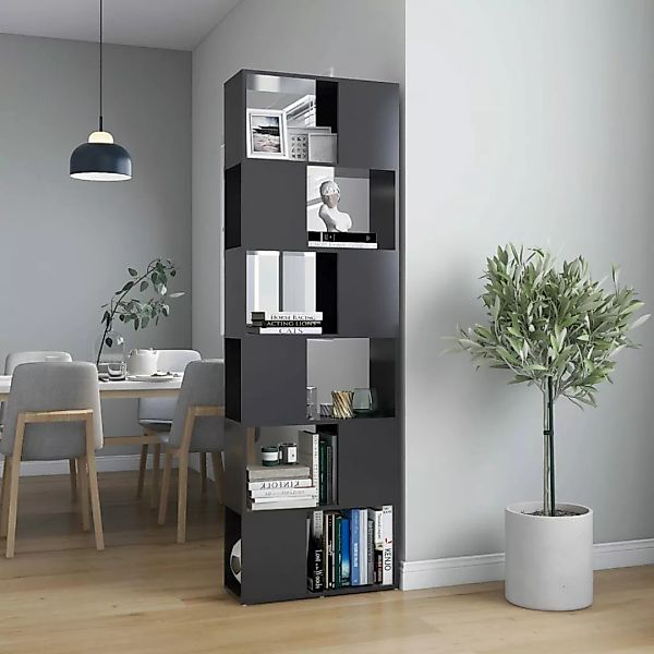 Bücherregal Raumteiler Grau 60x24x186 Cm Spanplatte günstig online kaufen