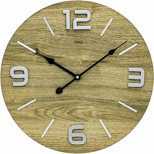 AMS Wanduhr, Quarzuhr, Holz, Wohnzimmer, Esszimmer, Küche, Arbeitszimmer, B günstig online kaufen
