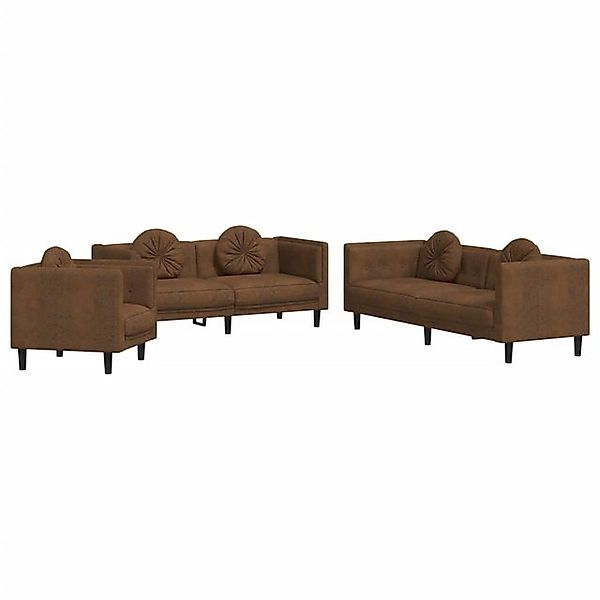 vidaXL Sofa, 3-tlg. Sofagarnitur mit Kissen günstig online kaufen