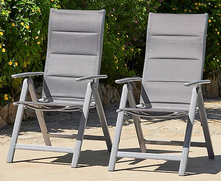 MERXX Gartenstuhl »Taviano, TOPSELLER!« (Set) 2 Stk. 2er Set, Alu/Textil, v günstig online kaufen