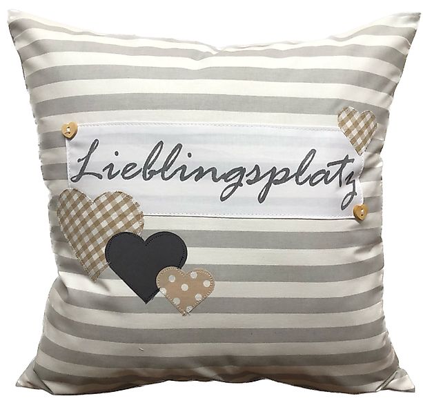 Ammerkind Dekokissen Landhausstil Kissenhülle *Lieblingsplatz* grau/weiß ge günstig online kaufen
