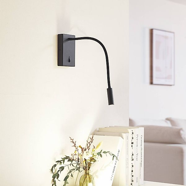 Lucande LED-Leseleuchte Hetti, schwarz, Metall, 14 cm hoch günstig online kaufen