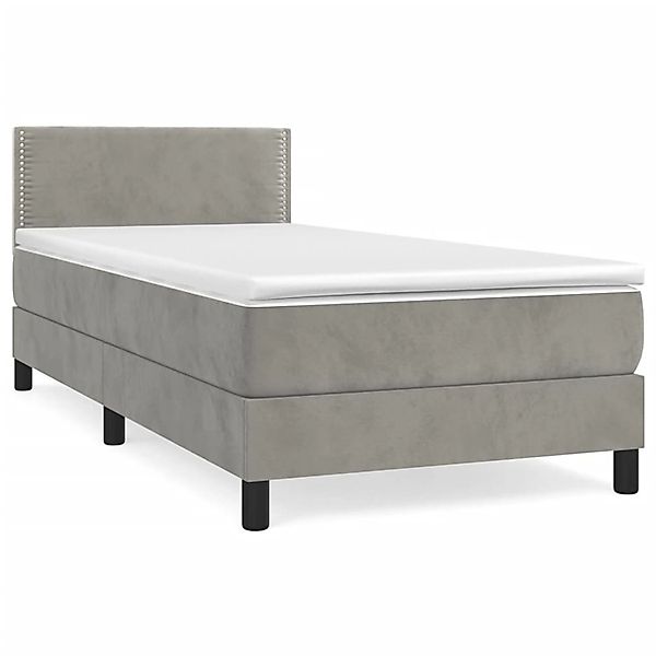 vidaXL Boxspringbett mit Matratze Hellgrau 100x200 cm Samt1537746 günstig online kaufen