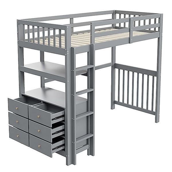 Fanttik Etagenbett Hochbett 90x200 mit Sicherheitsleiter Schubladen & Regal günstig online kaufen