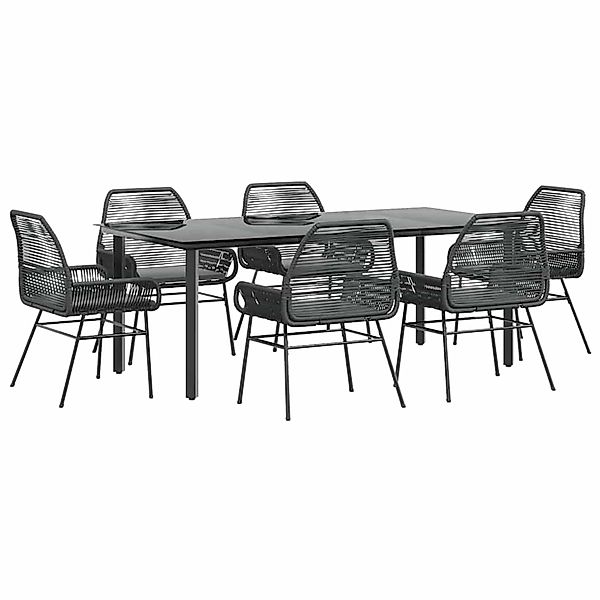 vidaXL 7-Tlg Garten-Essgruppe mit Kissen Schwarz Poly Rattan Glas 3334567 günstig online kaufen