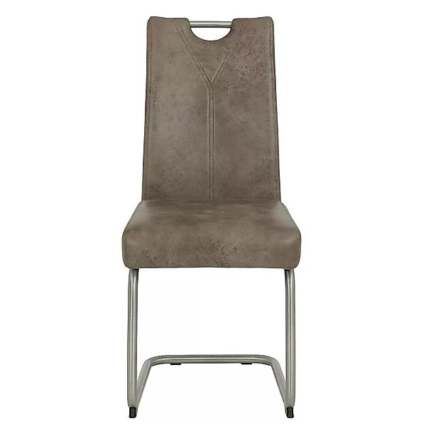 Freischwinger Stühle in Schlamm und Silberfarben Microfaser und Metall (Set günstig online kaufen