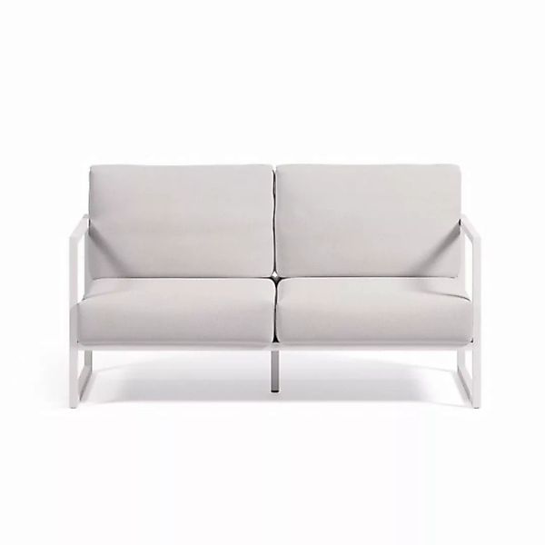Natur24 Sofa Outdoor 2-Sitzer-Sofa weiß 152 x 85 x 85 cm Sitzgarnitur Couch günstig online kaufen