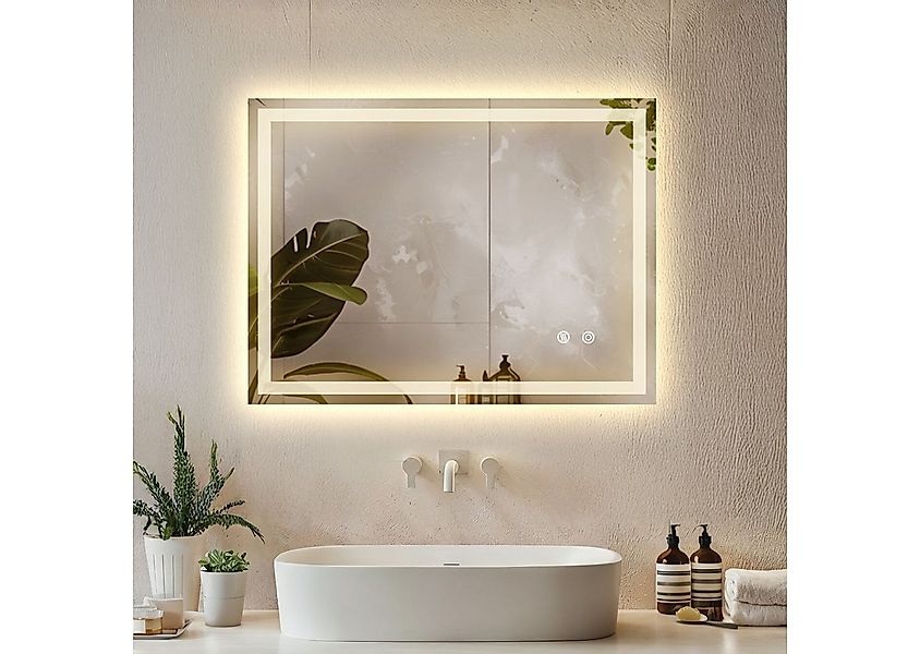 tectake LED-Lichtspiegel Rechteckiger LED Badezimmerspiegel (1-St), rahmenl günstig online kaufen