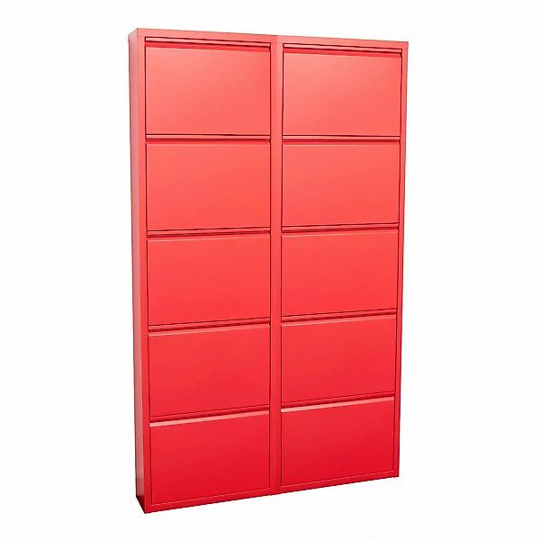ebuy24 Pisa Schuhschrank mit 10 Klappen in Metall Rot günstig online kaufen