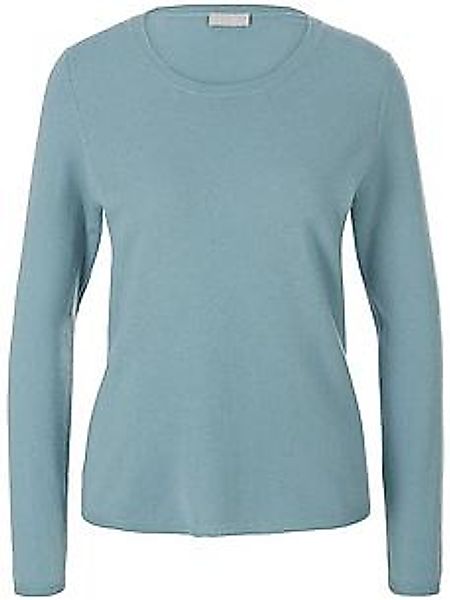 Rundhals-Pullover aus Schurwolle und Kaschmir Peter Hahn türkis günstig online kaufen