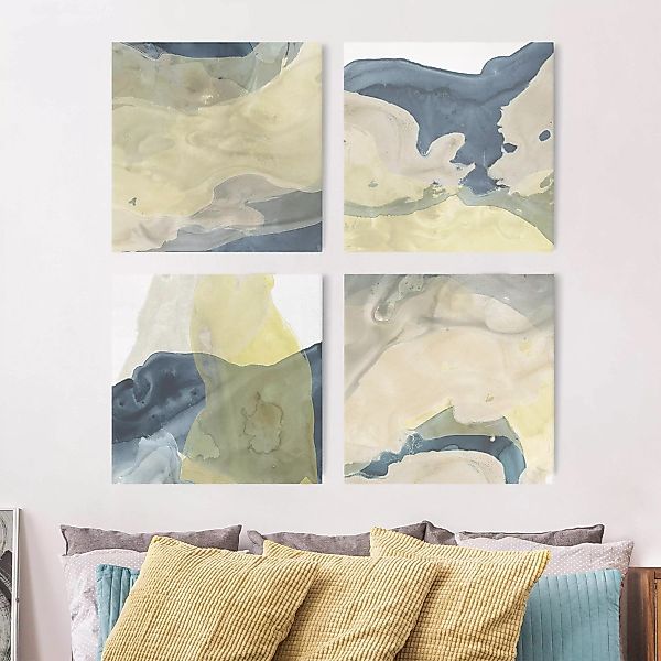4-teiliges Leinwandbild Abstrakt - Quadrat Ozean und Wüste Set II günstig online kaufen