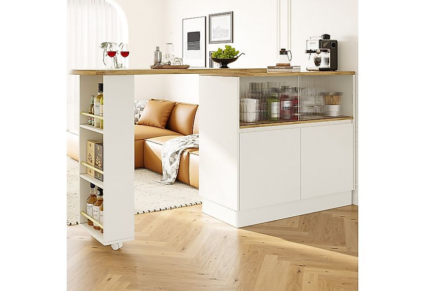 Flieks Bartisch 360° drehbar Stehtisch mit Sideboard (Set, 1-St., mit Rolle günstig online kaufen